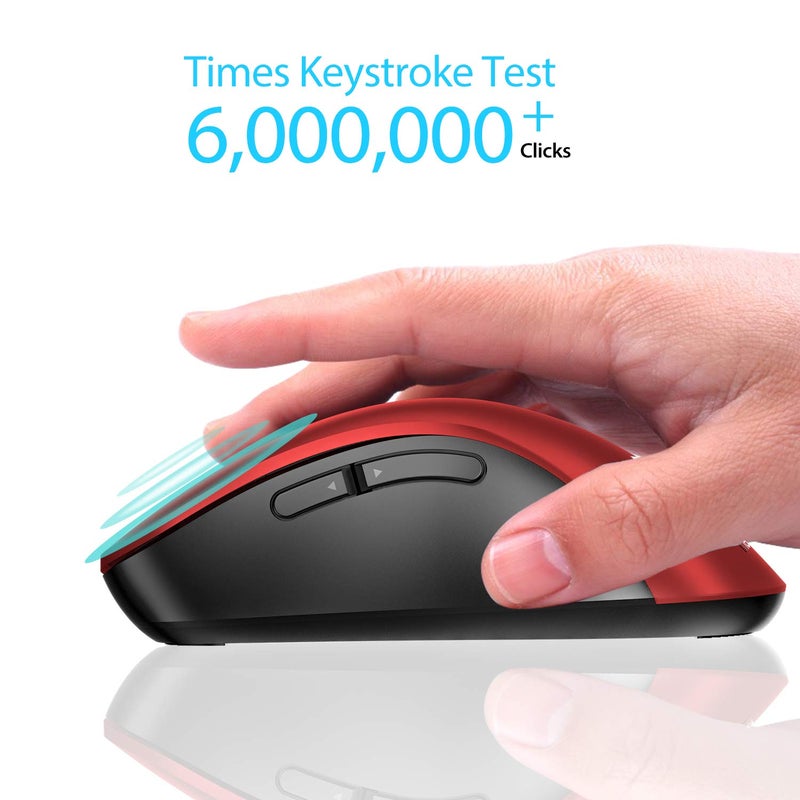 memzuoix 2.4G Wireless Mouse, 1400 DPI Mobile Optical Cordless Mouse with USB Receiver, Portable Computer Mice for Laptop, PC, Desktop, MacBook, 5 Buttons, Red - Image 3